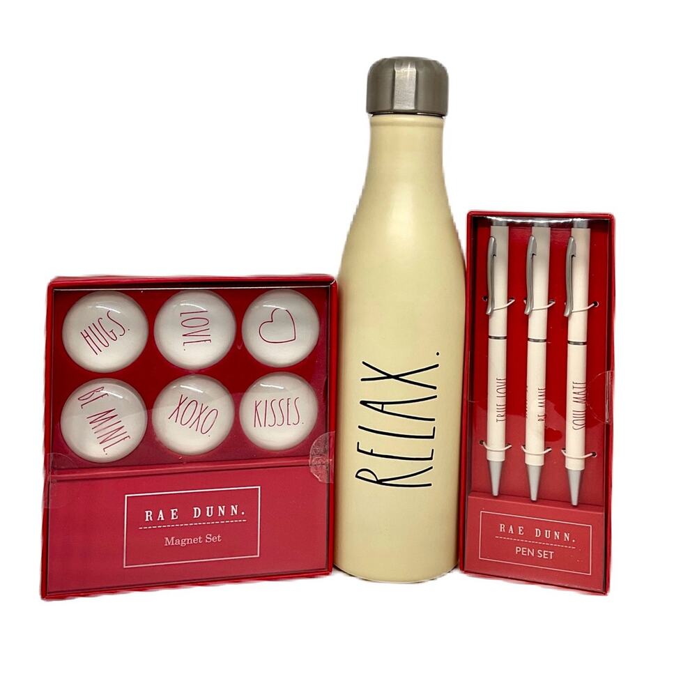 Rae Dunn Bundle-Water Bottle-Magnet Set & Pen Set